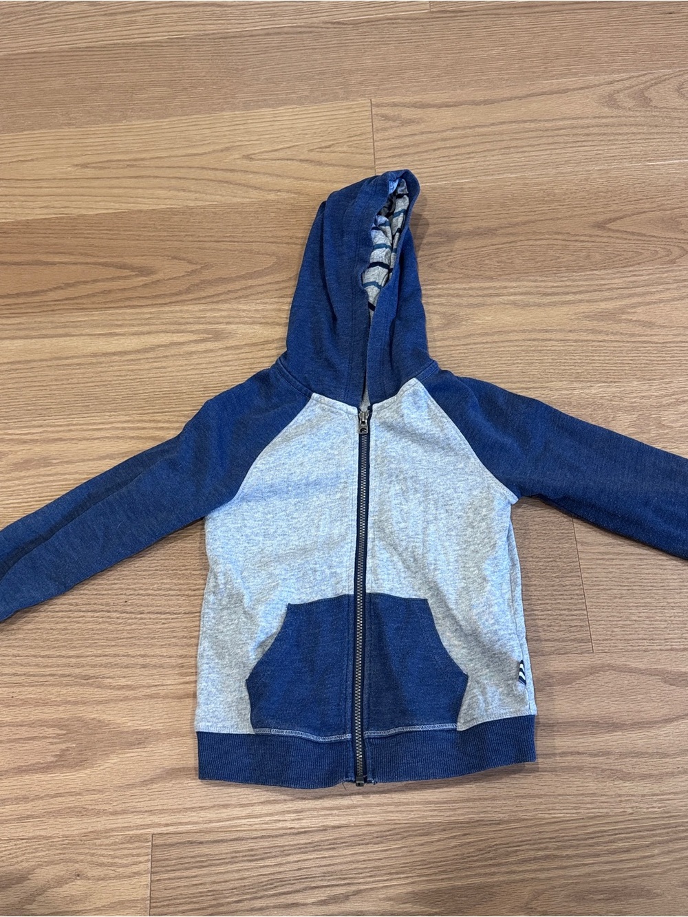 Splendid Kids Blue and Light Gray Hooded Zip Up Hooded Sweatshirt - 4T